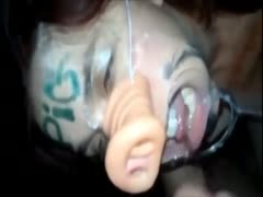 Slutty scat pig getting tortured by a sex machine